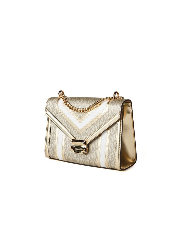 Michael Kors Coated Canvas With Metallic Accents crossbody bag in gold