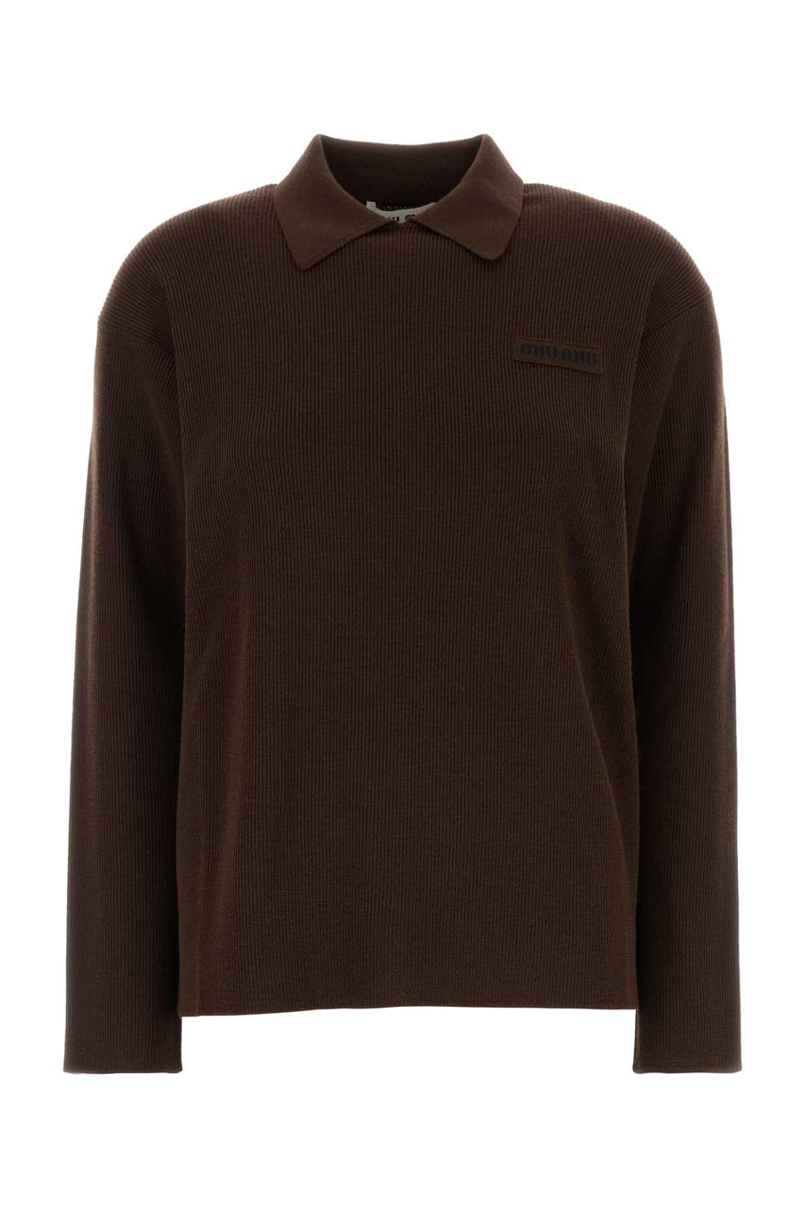 Miu Miu 100% Virgin wool polo shirt in brown