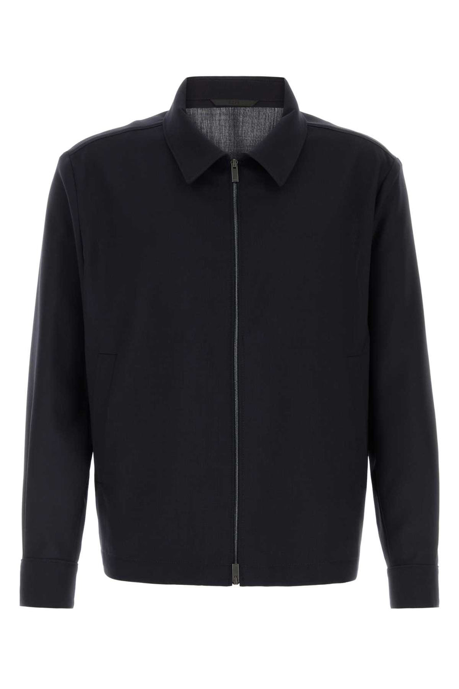 Navy Blue Wool Shirt Darkblue Exterior: Virgin Giubbini