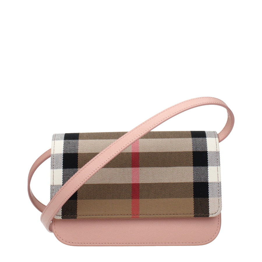 Burberry Canvas fabric with leather trim clutch in beige