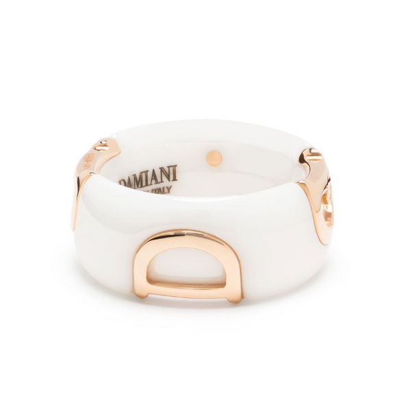 Damiani 18kt rose gold ring in white