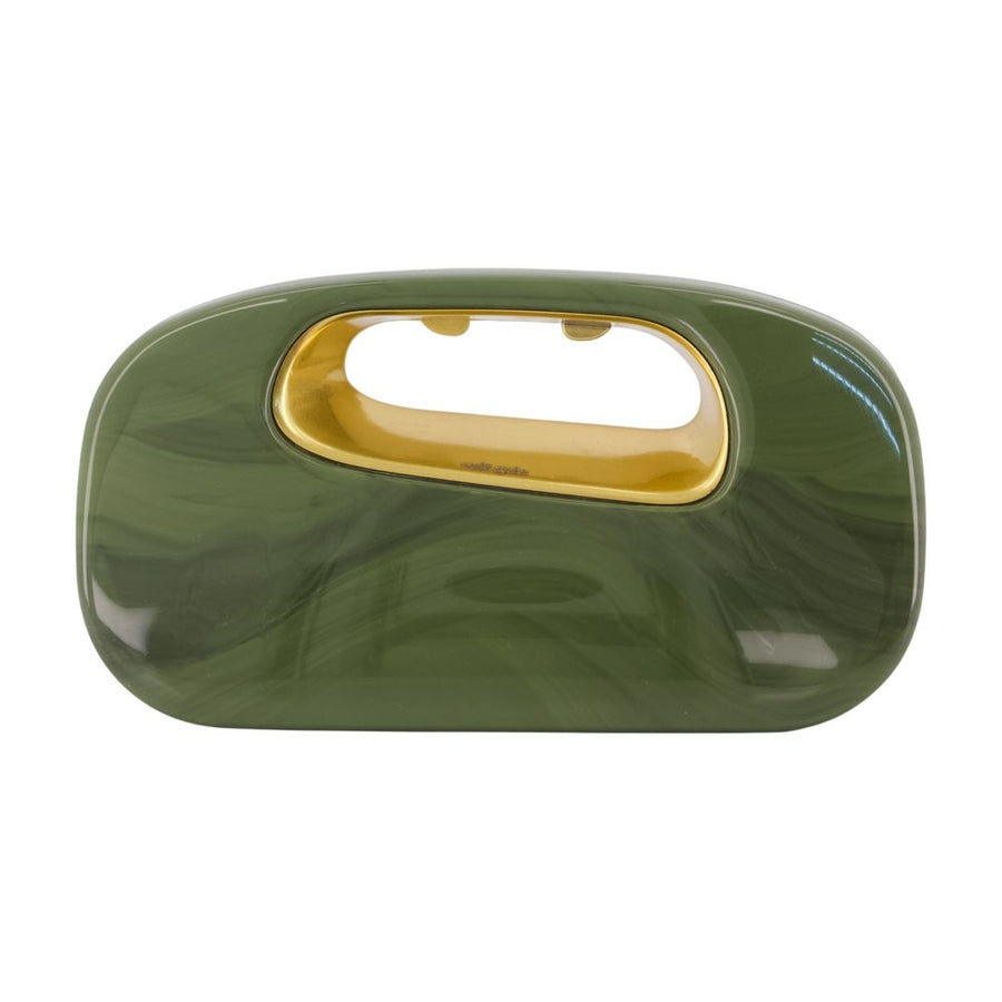 Cult Gaia Acrylic clutch in green