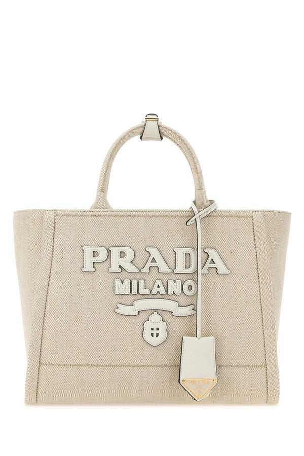 Prada 100% Canvas exterior tote bag in beige