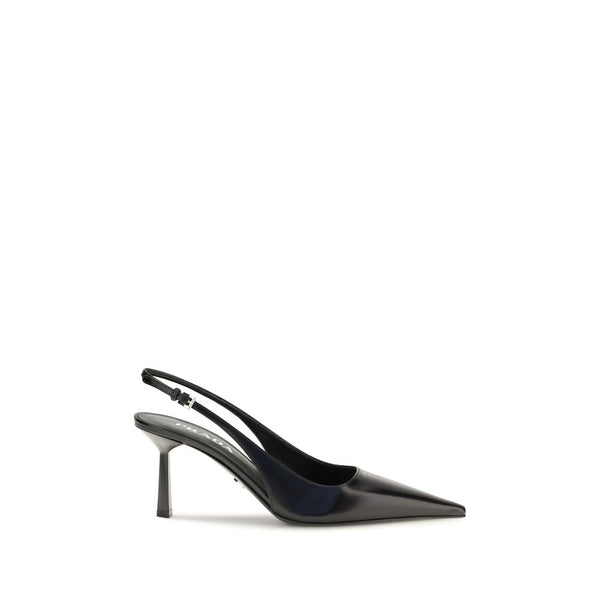 Prada Upper 100% Calf Leather Bos Taurus slingback pump in black