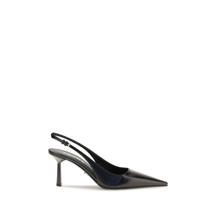Prada Upper 100% Calf Leather Bos Taurus slingback pump in black