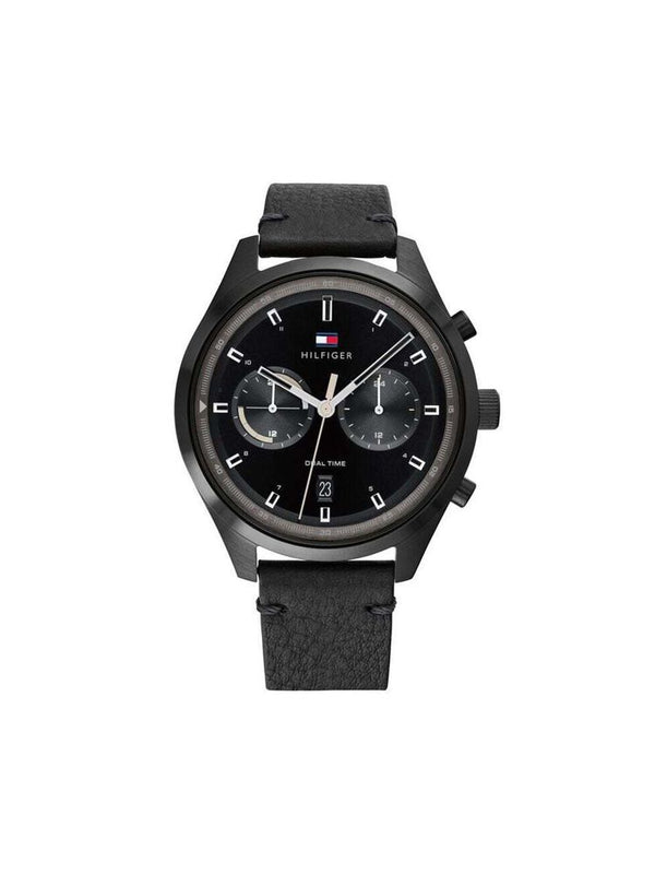 Tommy Hilfiger Leather watch in black