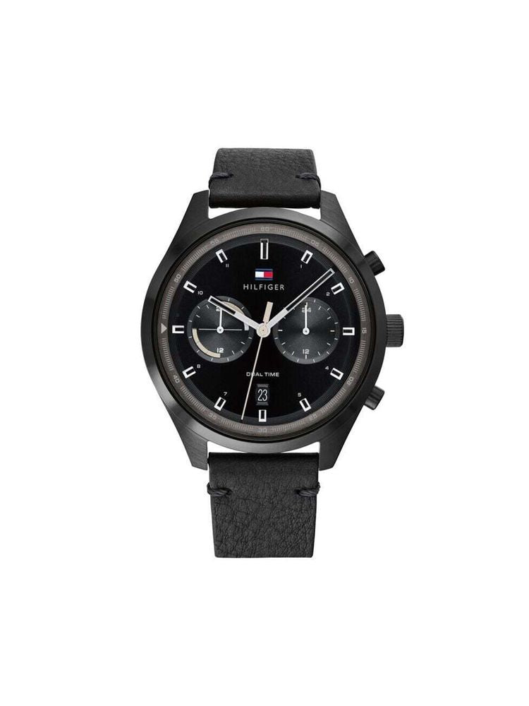 Tommy Hilfiger Leather watch in black