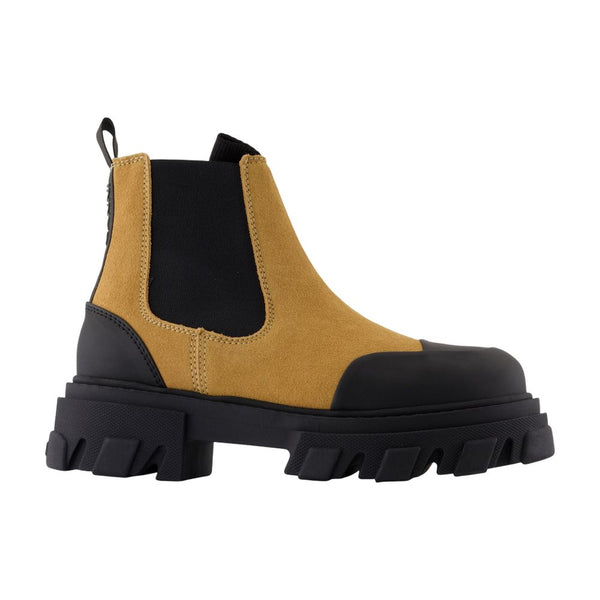 Ganni Suede chelsea boot in brown