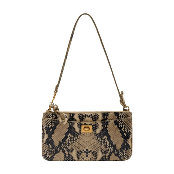 Balenciaga pythonskin clutch in beige