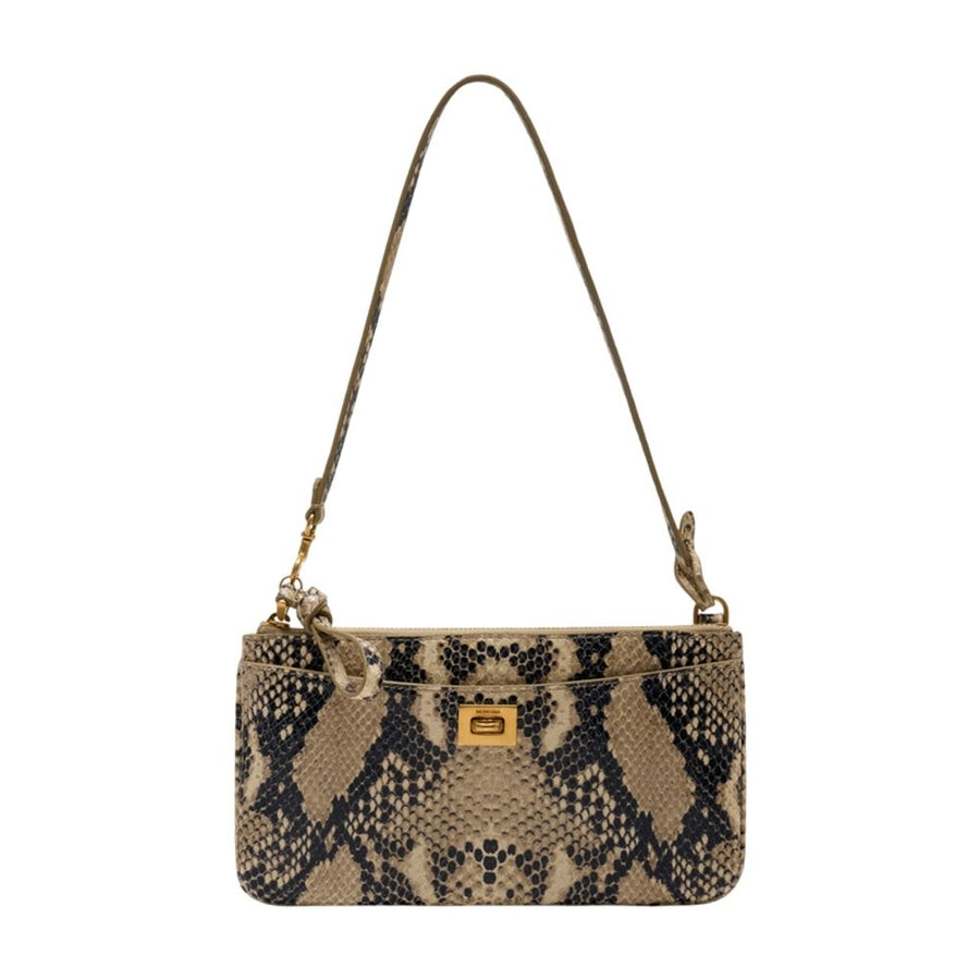 Balenciaga pythonskin clutch in beige