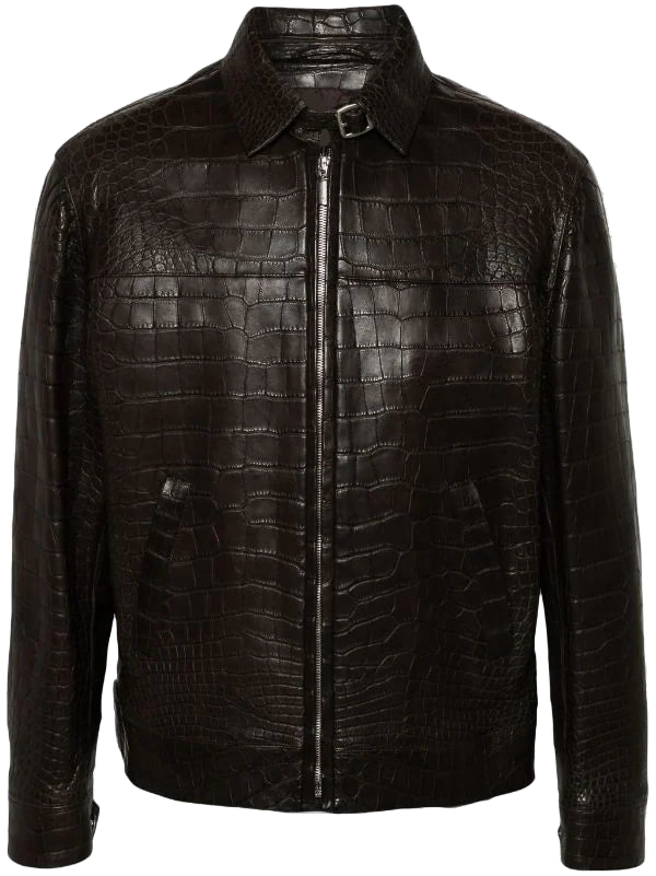 Brioni Calf Leather 100% jacket in black