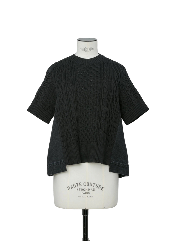 Sacai Cotton knit sweater in black
