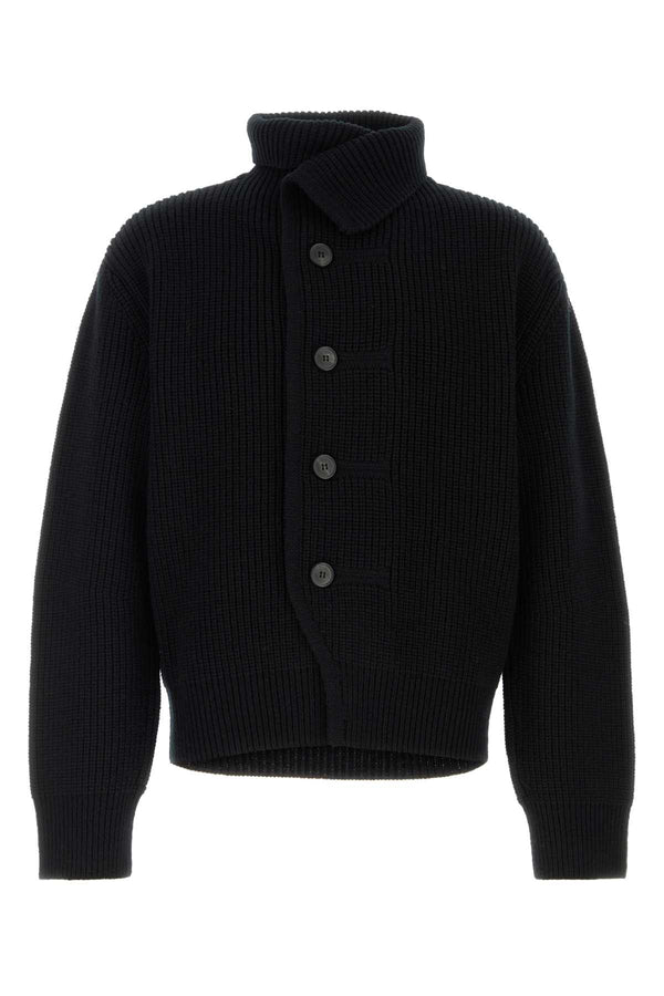 Black Wool Marino Cardigan Exterior: Maglie