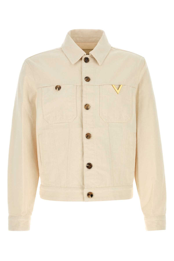 Ivory Denim Jacket Avorio Exterior: Cotton Giubbini