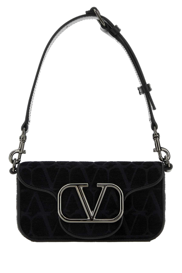 Valentino Garavani Exterior: 100% Calf; Lining: 100% Leather; Finishing: Ruthenium shoulder bag in black