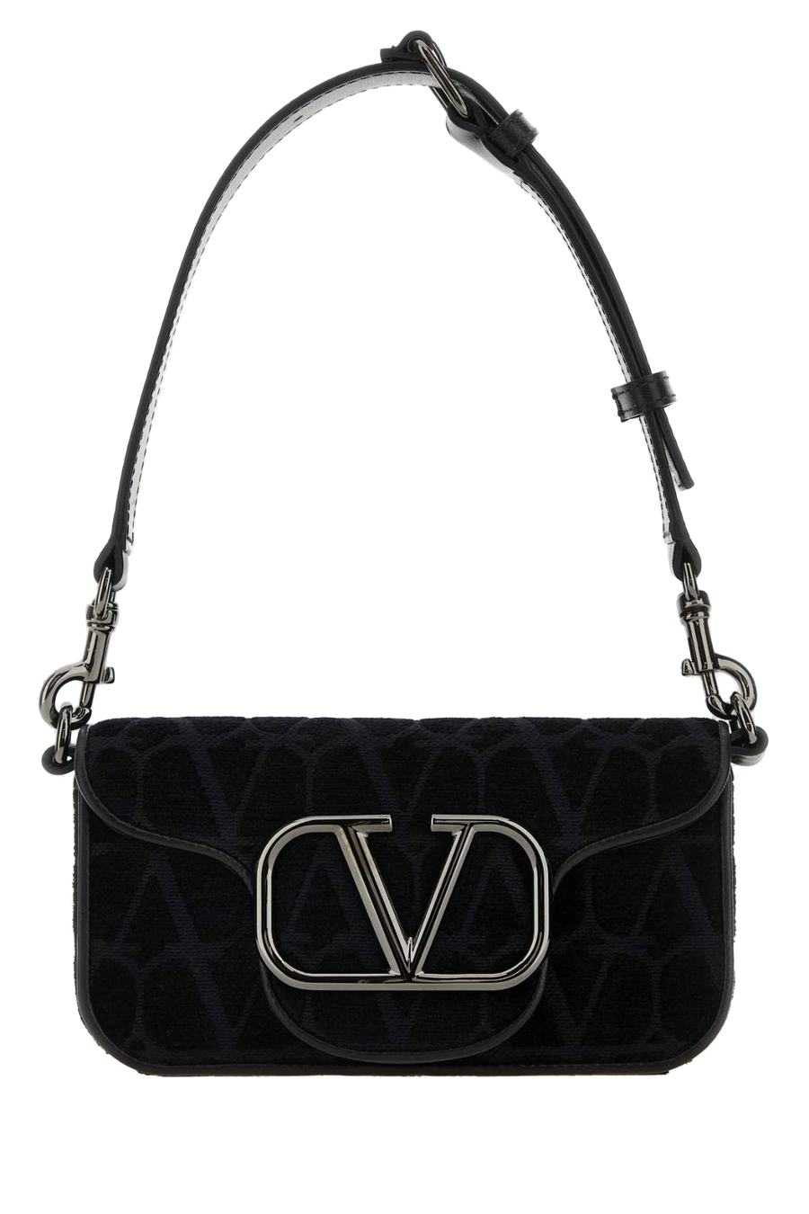 Valentino Garavani Exterior: 100% Calf; Lining: 100% Leather; Finishing: Ruthenium shoulder bag in black