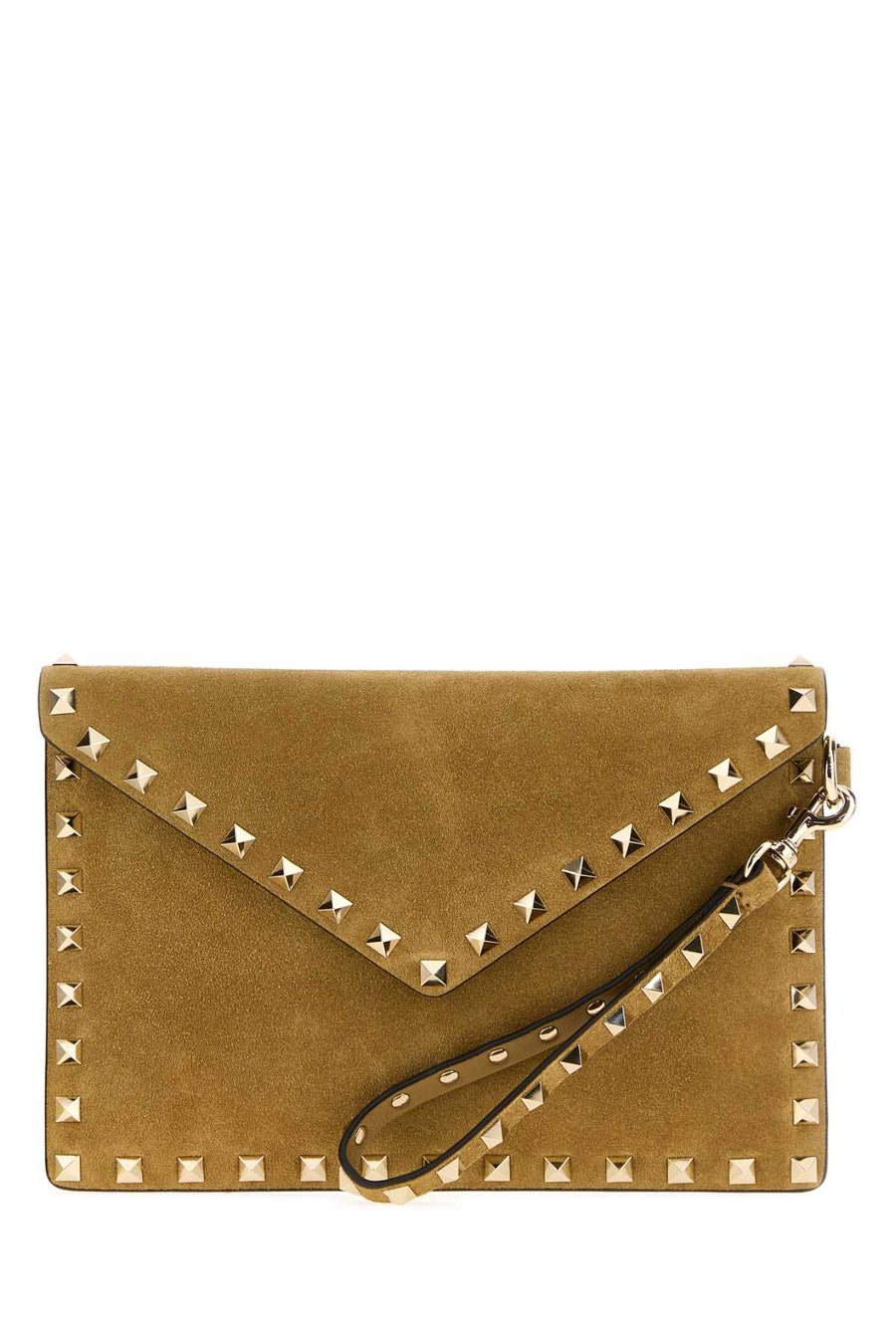 Camel Suede Rockstud Clutch Havanabeige