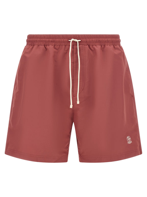 Brunello Cucinelli 100% polyester swim shorts in red