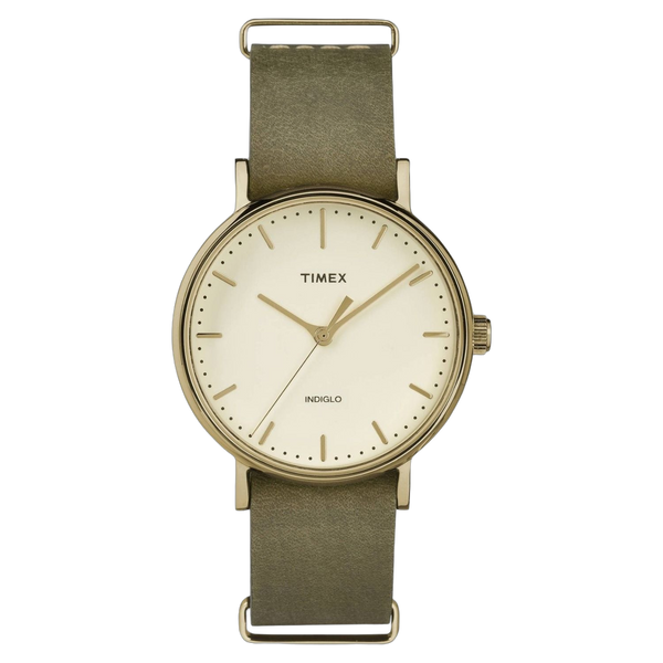 Timex Stainless steel case watch in beige