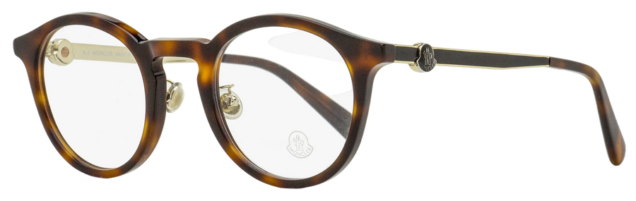 Moncler Round Eyeglasses Ml5175h 052 Dark Havana 49mm Plastic(acetate)/metal