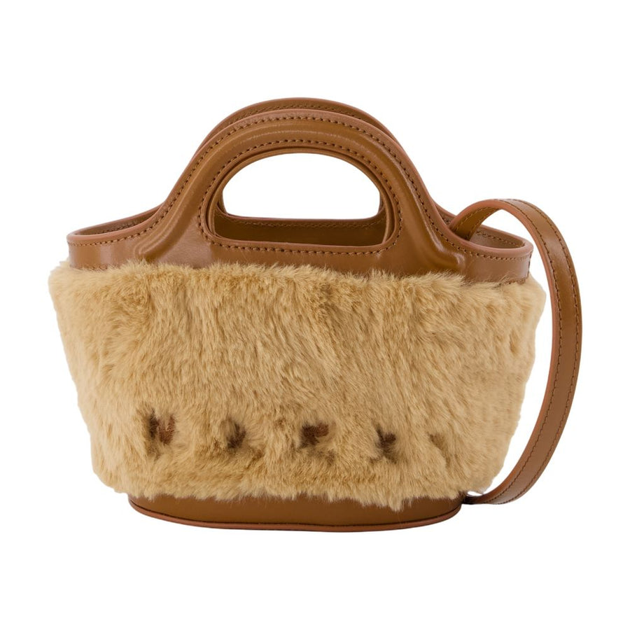 Marni Synthetic fur top handle bag in beige