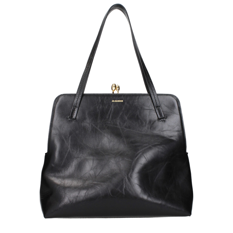 Jil Sander Leather shoulder bag in black