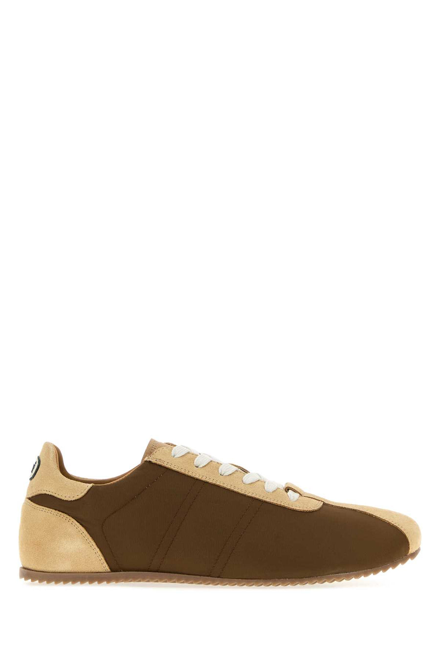 Two-Tone Suede And Fabric Sneakers Marron Glace