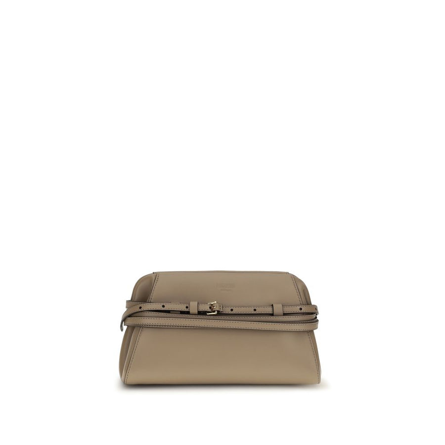 Moschino 100% Goatskin clutch in beige