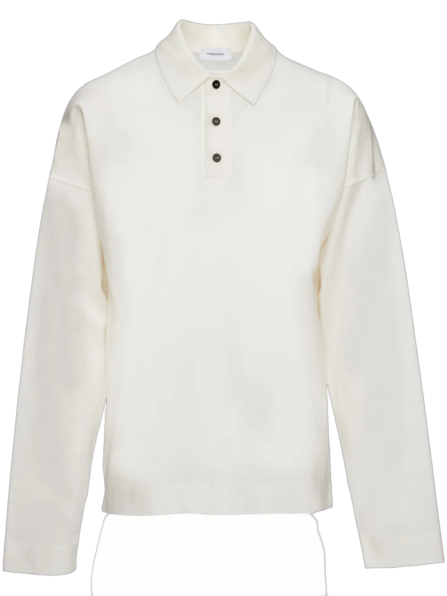 Ferragamo Cotton piqué polo shirt in white