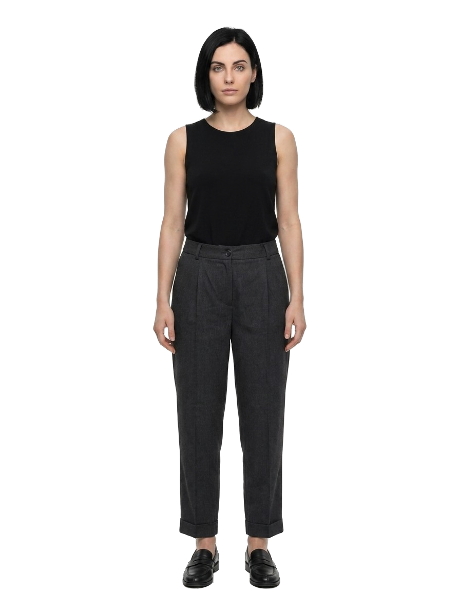 Gray Cotton Casual Pants