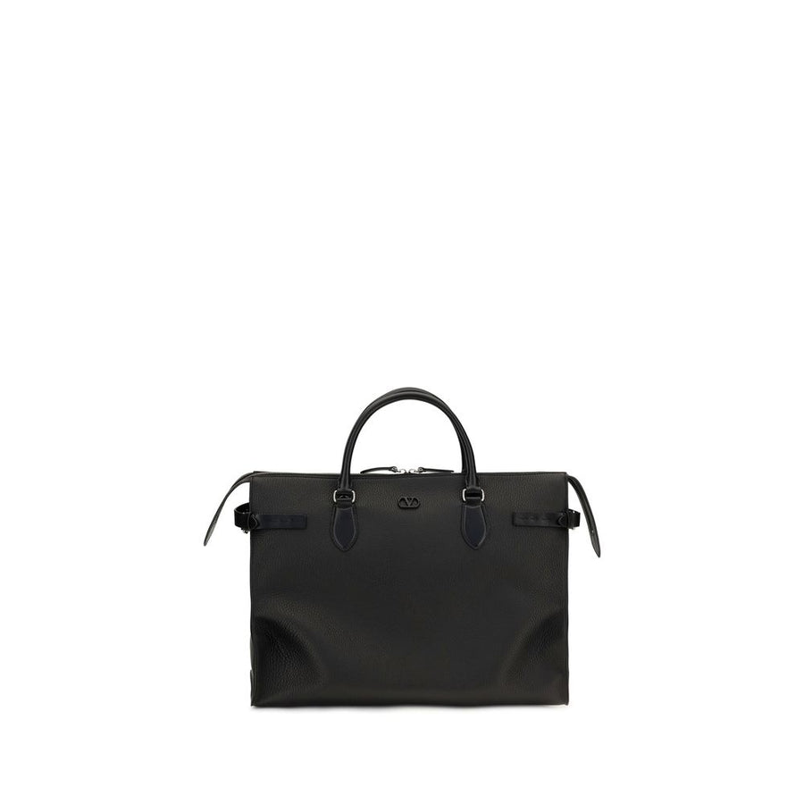 Valentino Garavani 100% Calf Leather Bos Taurus top handle bag in black
