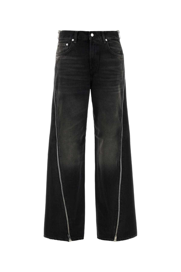 Black Denim Bonnie Wide-Leg Jeans Vintageblack Exterior: Cotton