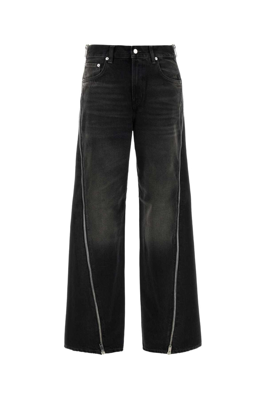 Black Denim Bonnie Wide-Leg Jeans Vintageblack Exterior: Cotton