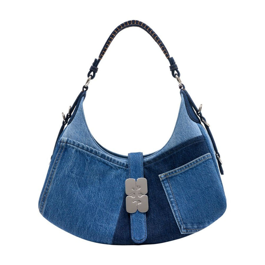 Ganni Cotton shoulder bag in blue