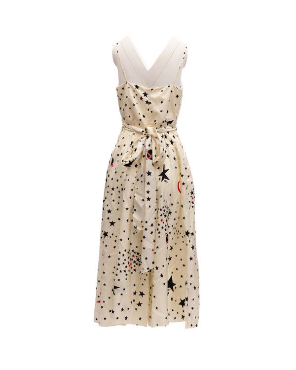Midi Cream With Black And Red Stars Dress