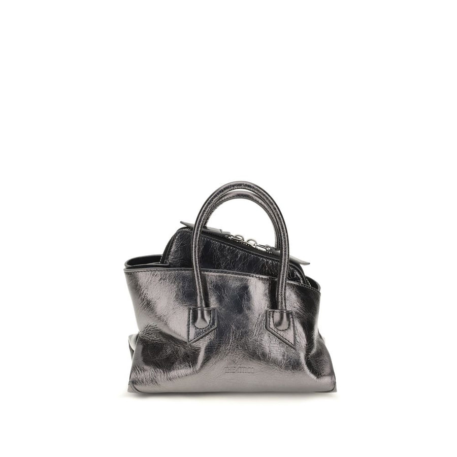 The Attico 100% Calf Leather Bos Taurus top handle bag in gray