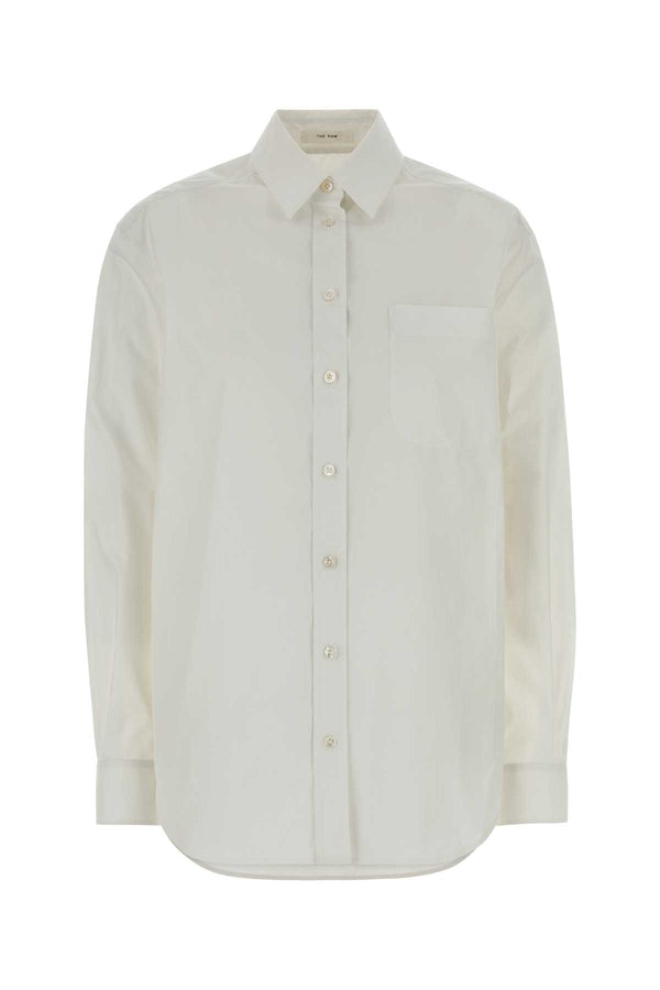 White Poplin Gavina Shirt Vintagewhite Exterior: Cotton Camicie