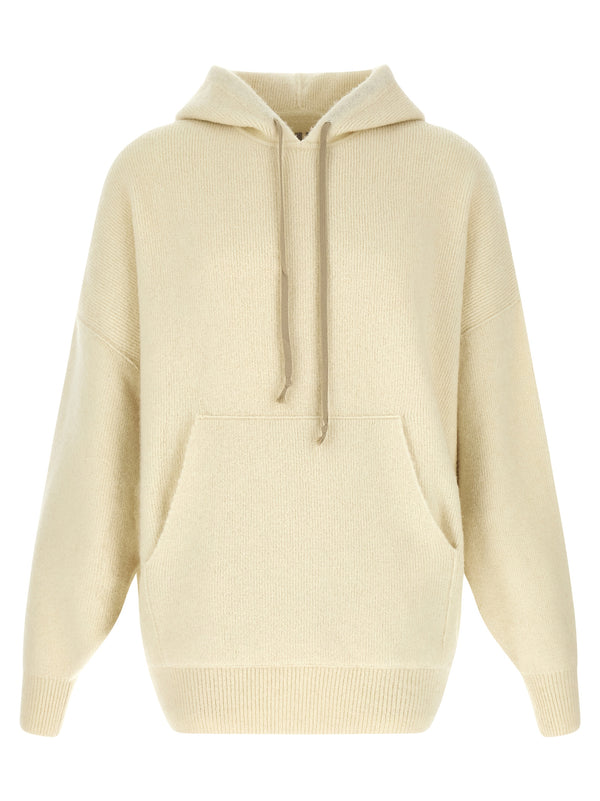 Rick Owens 48% Angora hoodie in white