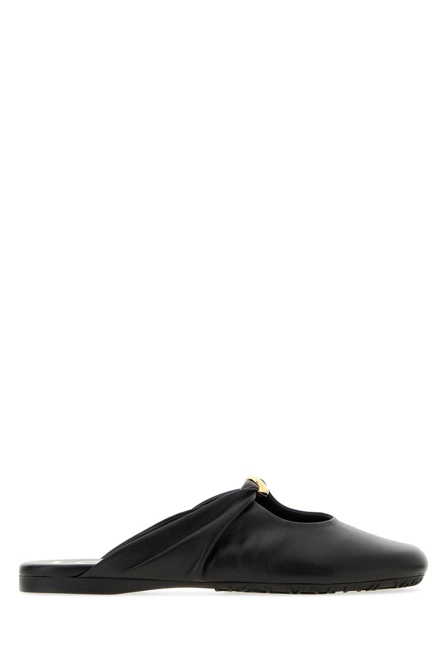 Black Nappa Leather Pebble Ballerinas Slippers