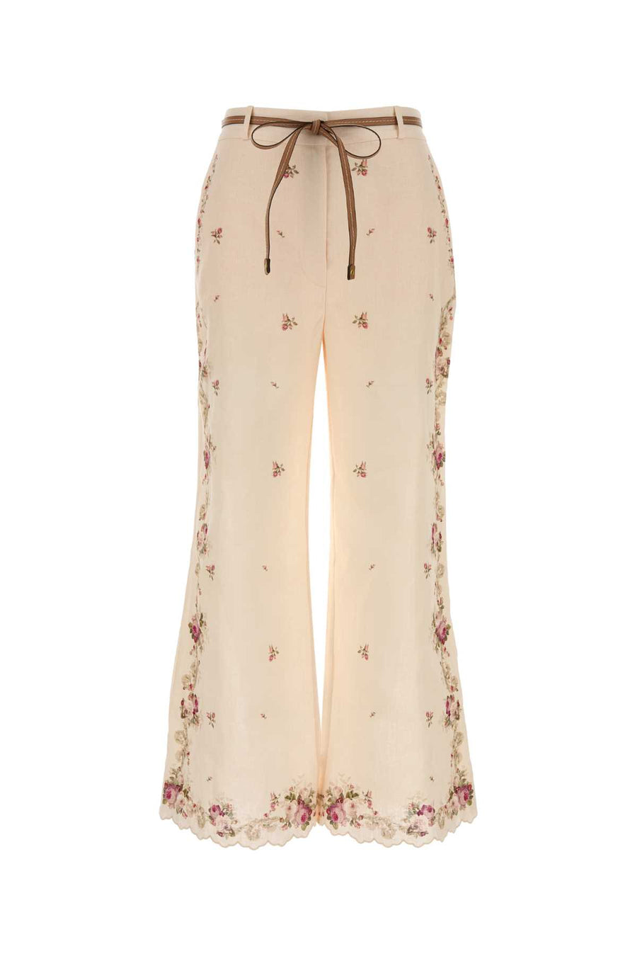 Printed Linen Patience Pant Cream/pinkrose Exterior: Pantaloni