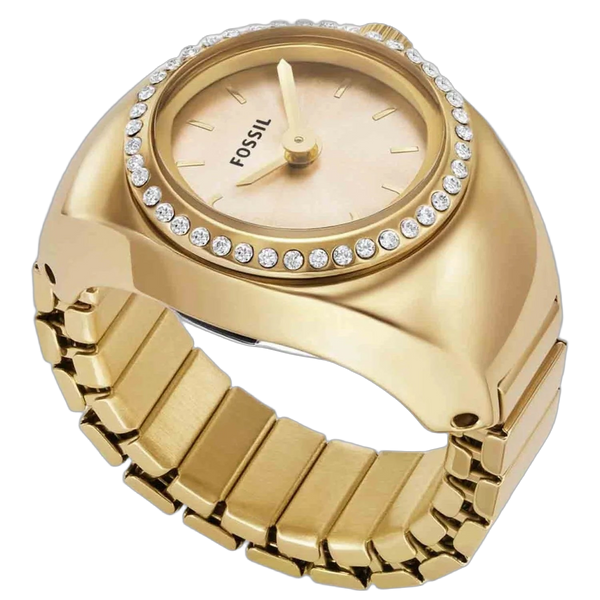 Fossil Stainless steel case watch ring in gold
