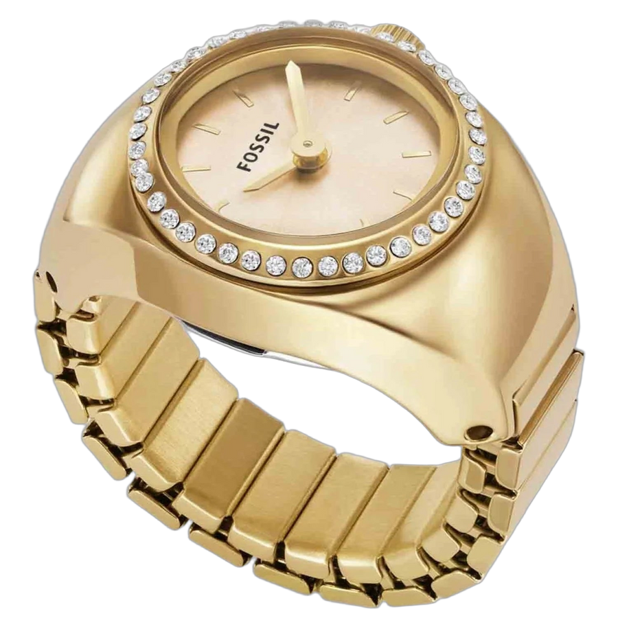 Fossil Stainless steel case watch ring in gold