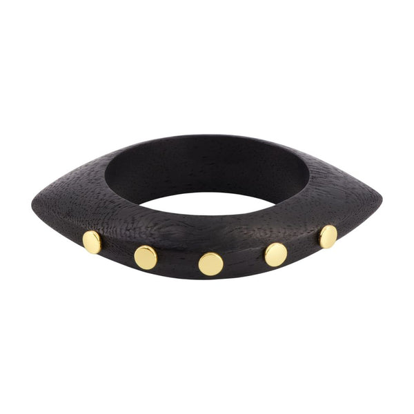 Isabel Marant Wood with gold-tone metal studs bracelet in black