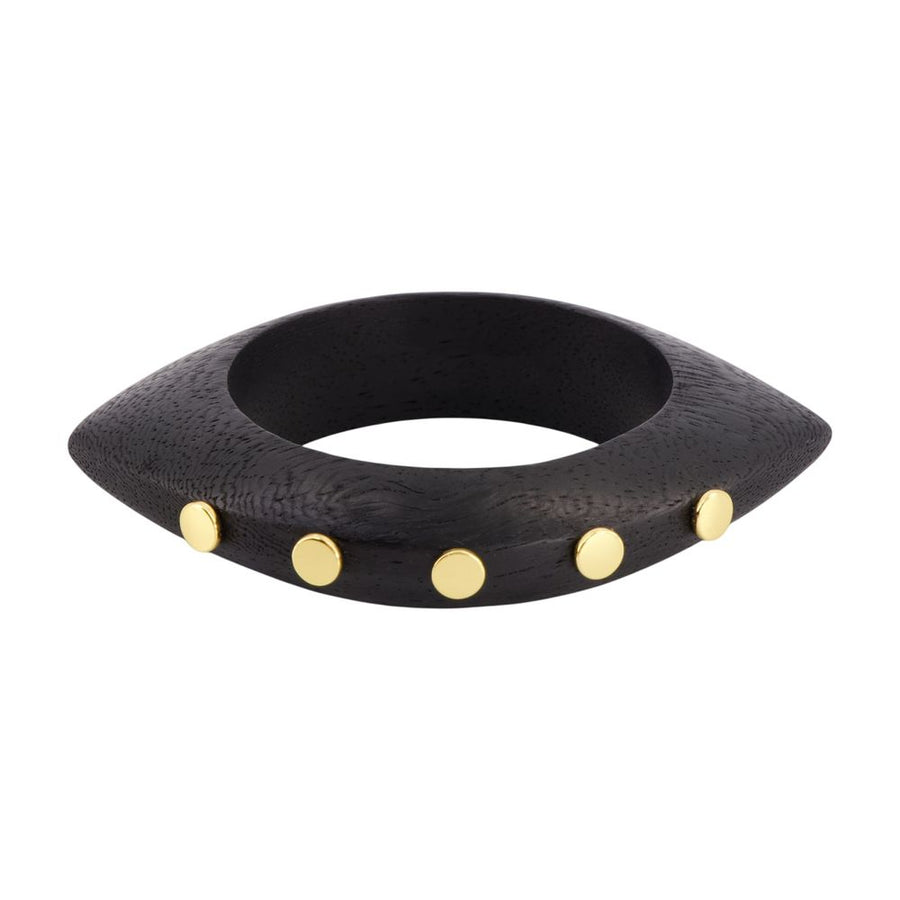 Isabel Marant Wood with gold-tone metal studs bracelet in black