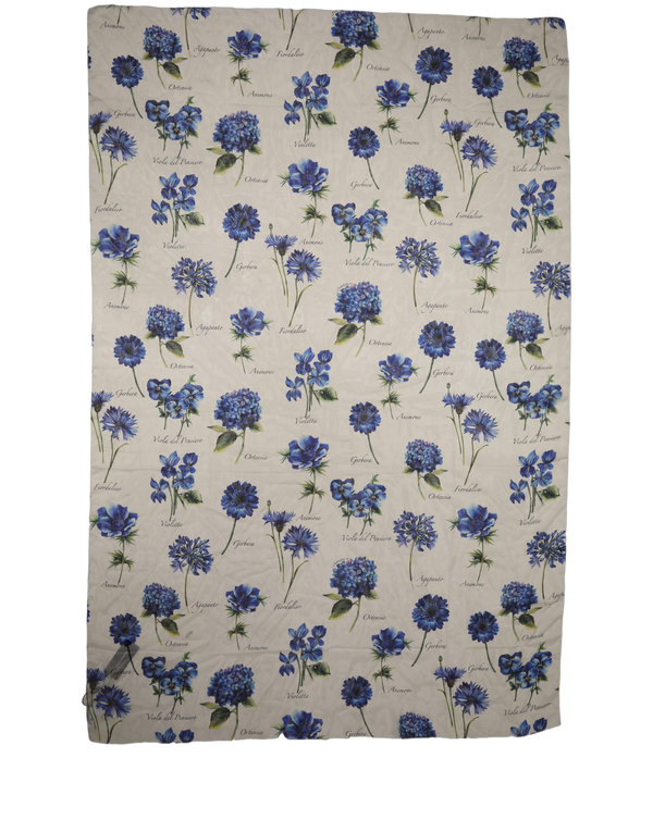 White Silk Floral Chiffon Long Stole Scarf