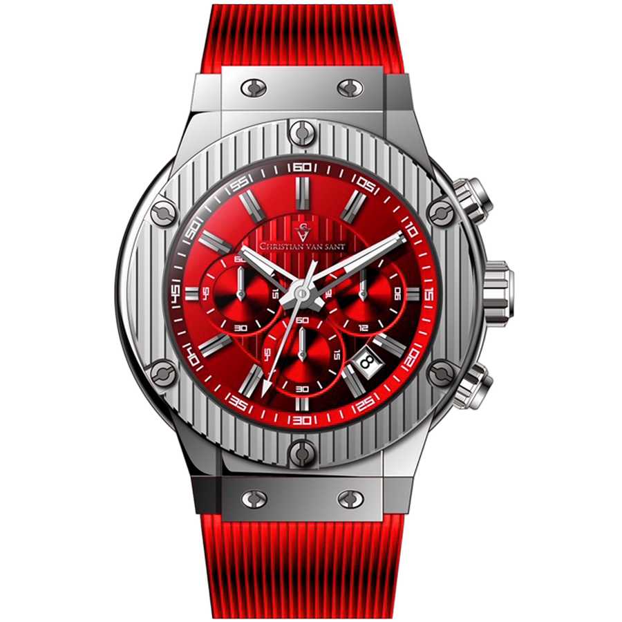 Christian Van Sant Stainless steel case watch in red