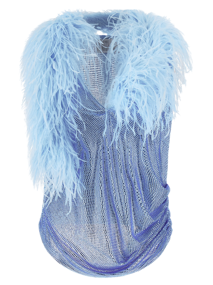 Blue Polyamide Tank Tops