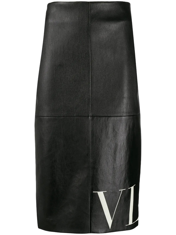 Valentino Lambskin leather skirt in black