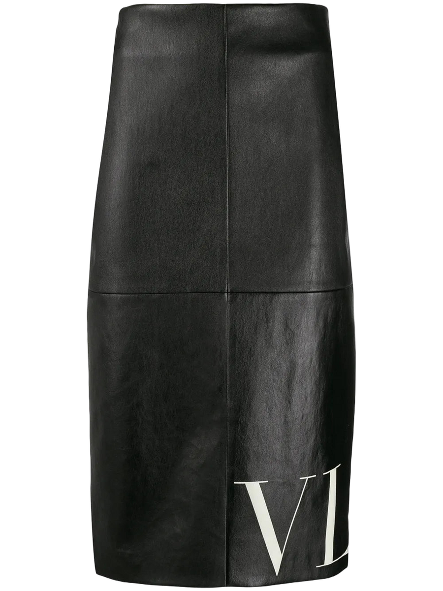 Valentino Lambskin leather skirt in black