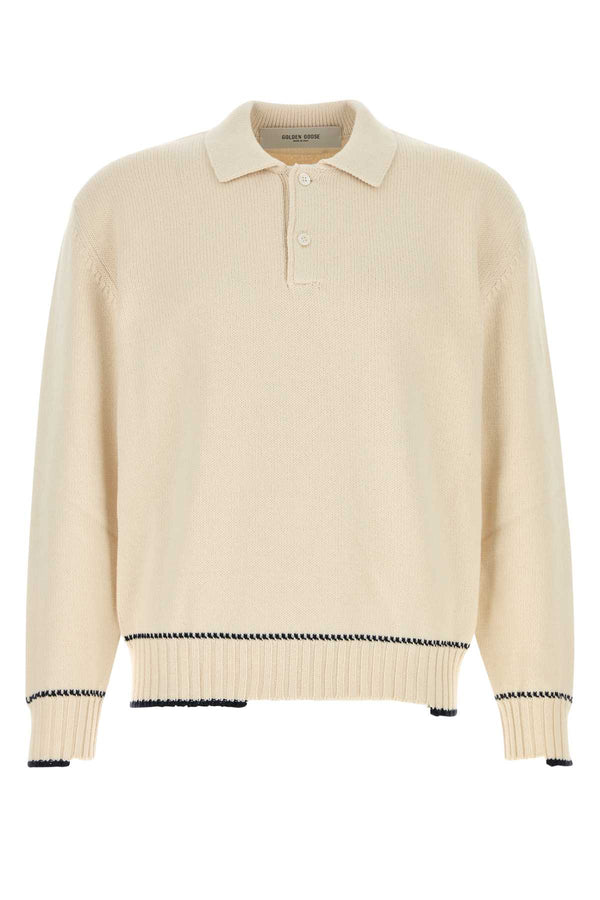 Golden Goose Deluxe Brand Knit 91% Cotton 9% Polyester polo sweater in white